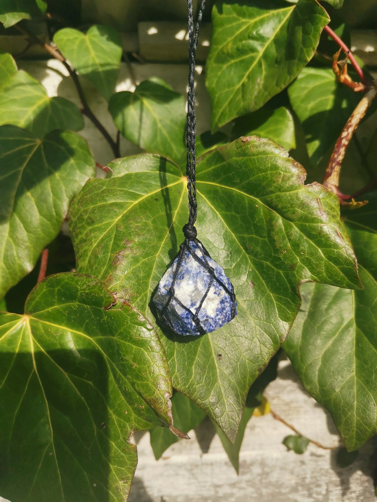 Raw Sodalite Crystal Macrame Necklace