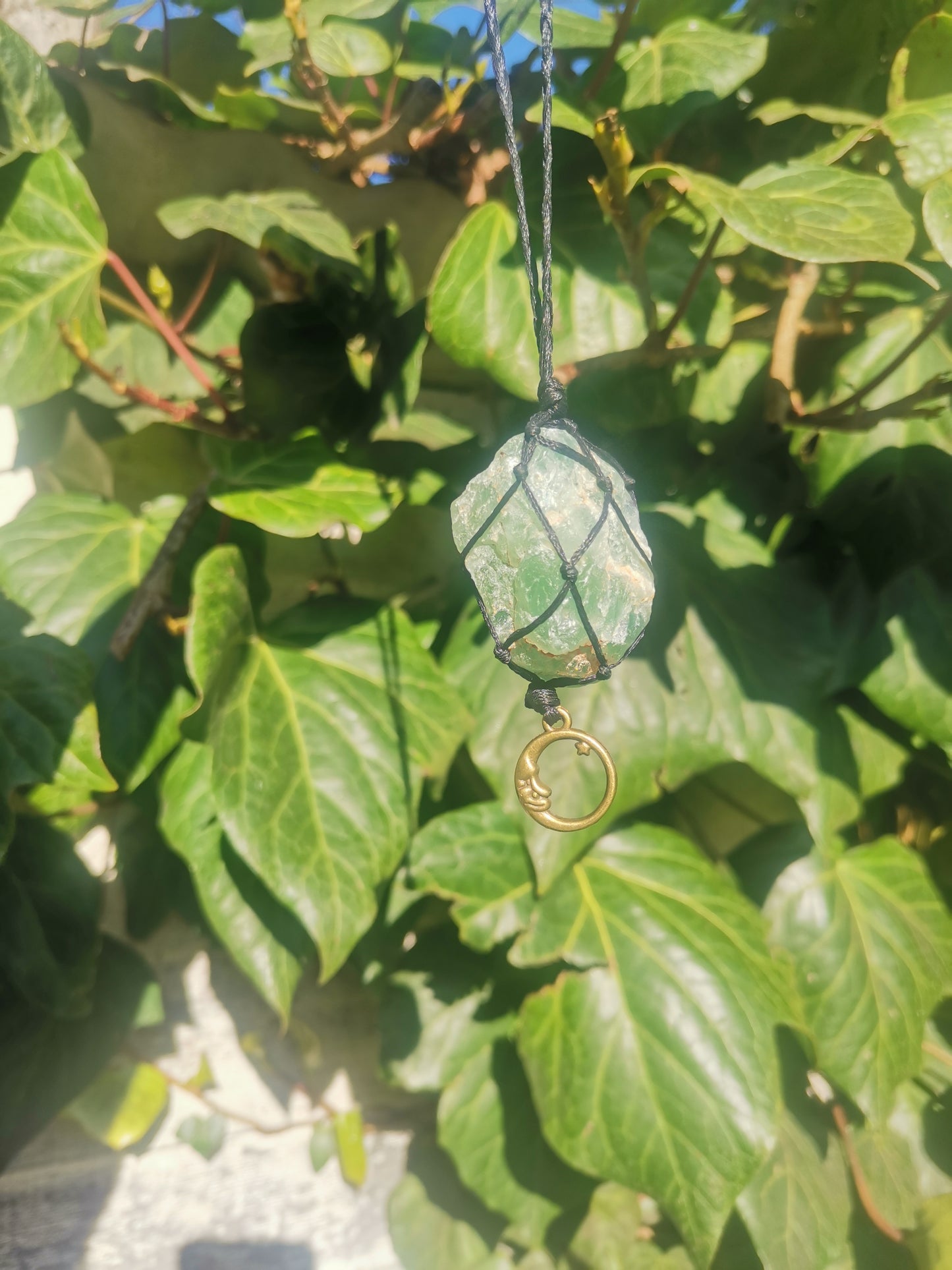 Raw Fluorite Moon Crystal Necklace