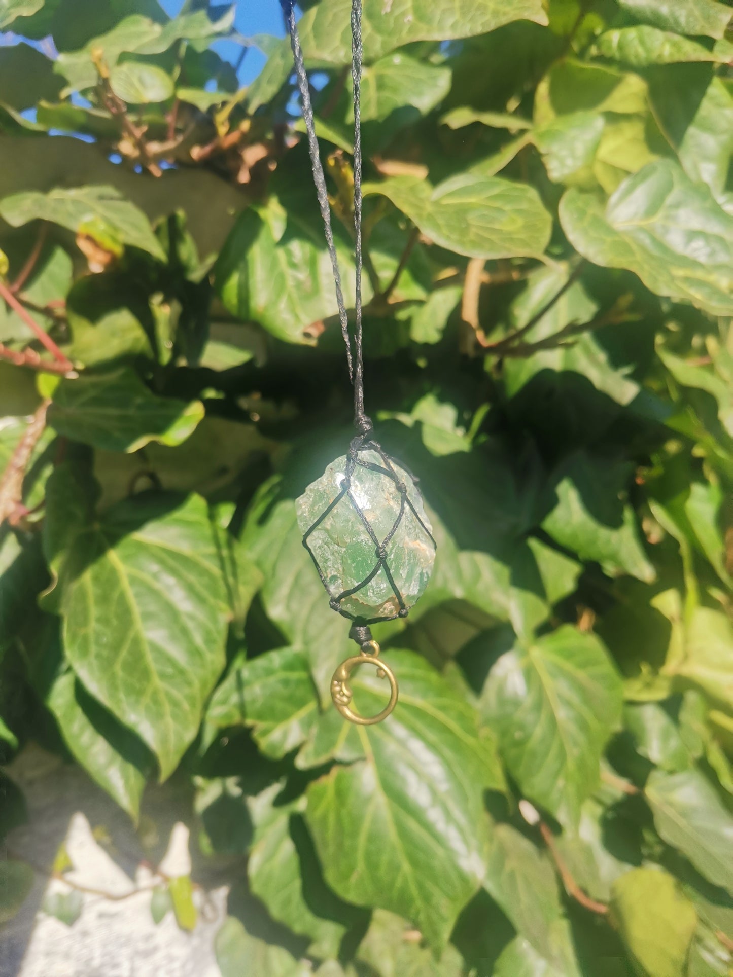 Raw Fluorite Moon Crystal Necklace