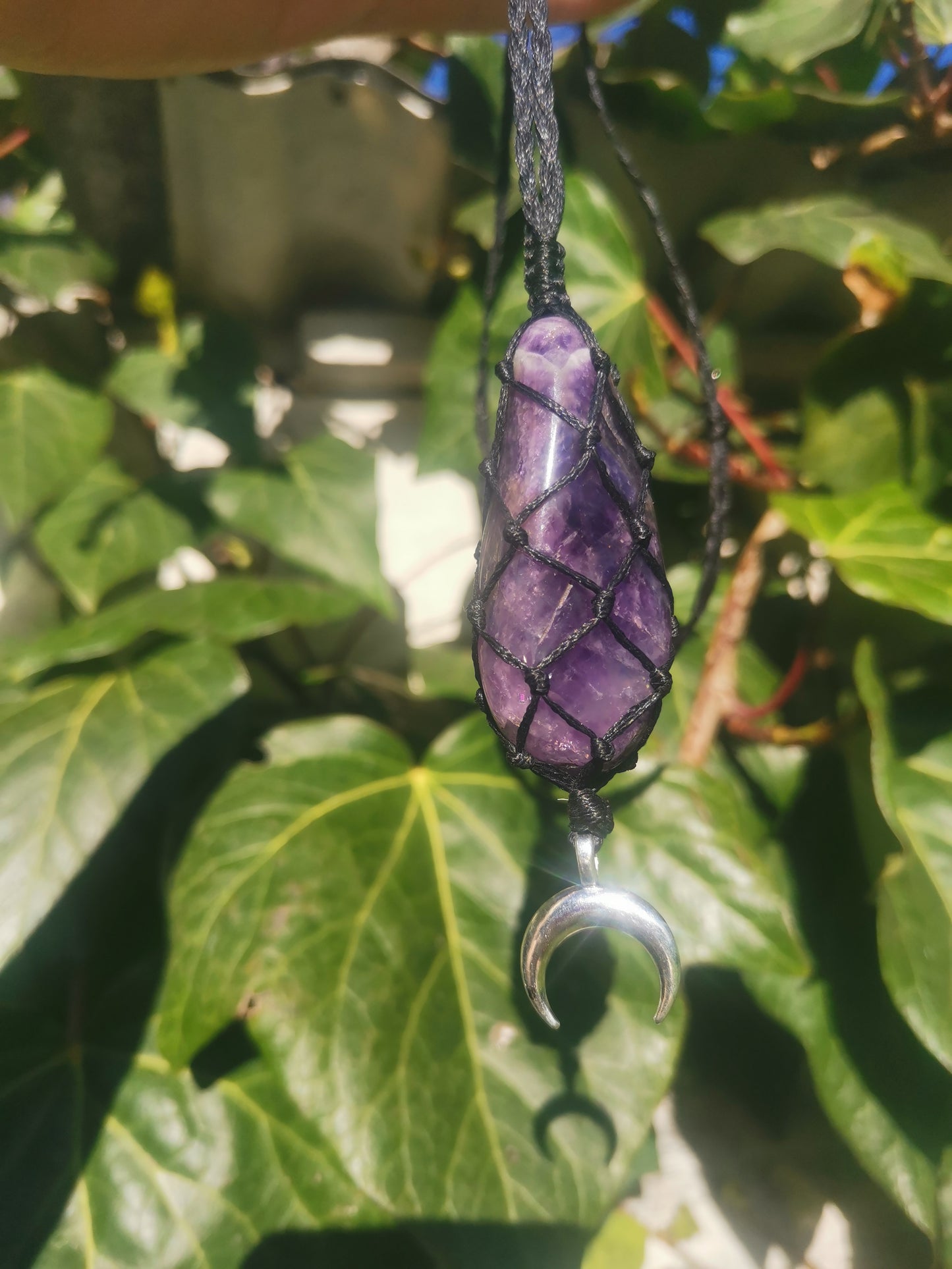 Amethyst Moon Crystal Necklace