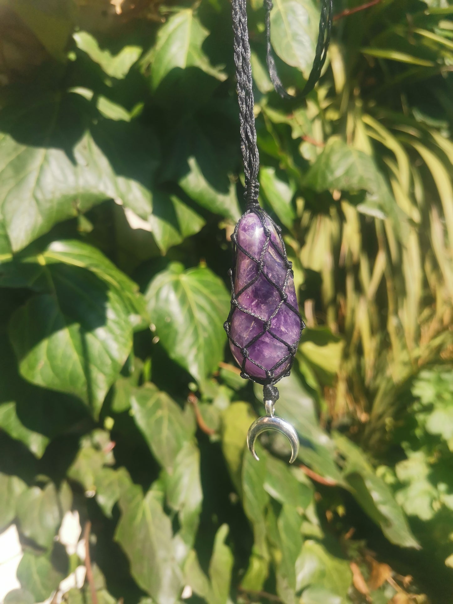 Amethyst Moon Crystal Necklace