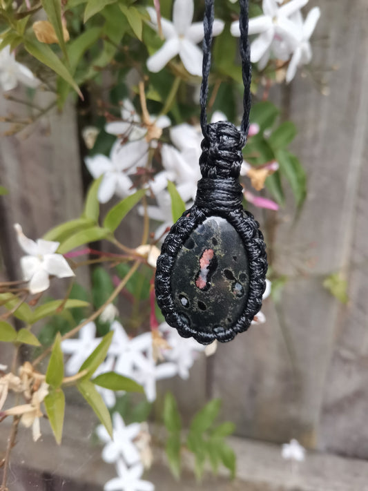 Red Snowflake Obsidian Crystal Necklace
