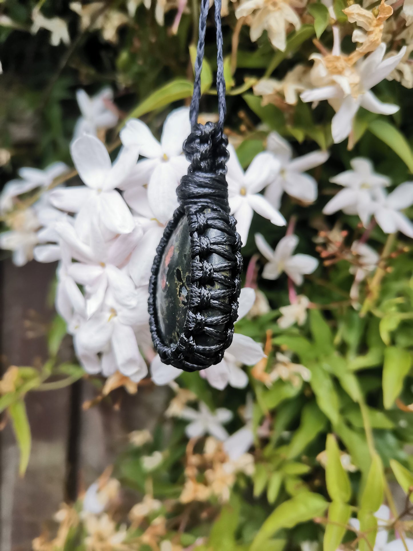 Red Snowflake Obsidian Crystal Necklace