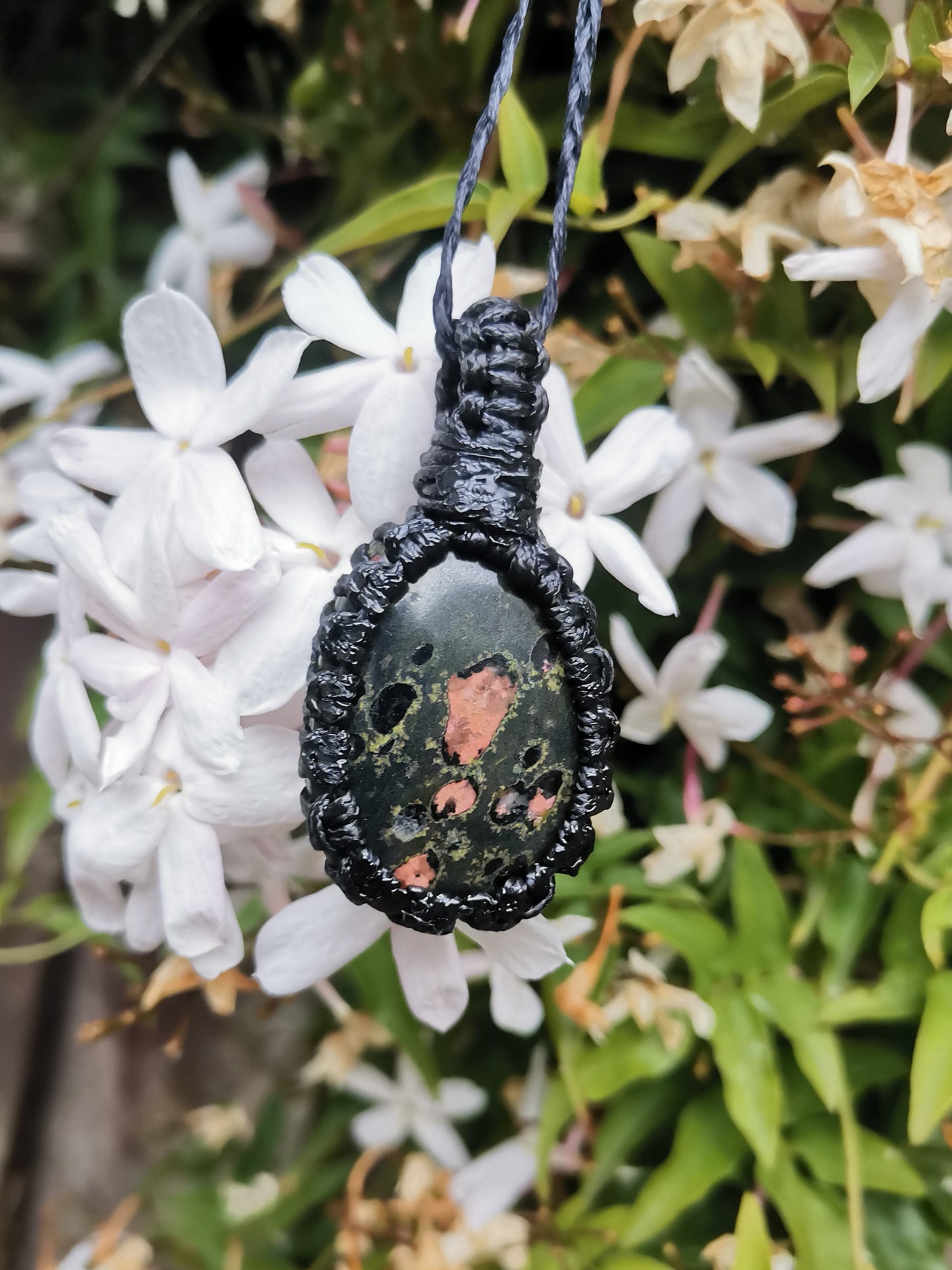 Red Snowflake Obsidian Crystal Necklace